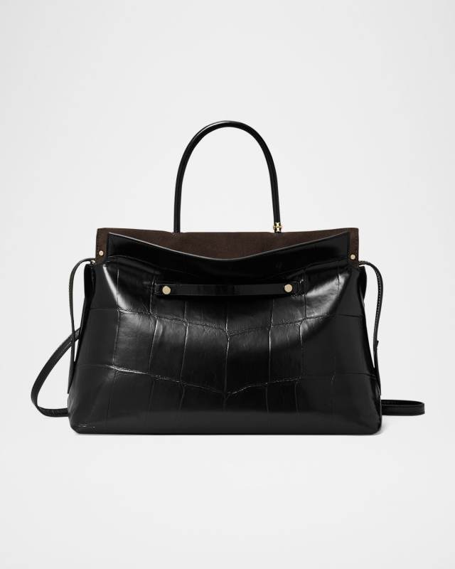 Mercer Large Croc-Embossed Leather Satchel Bag